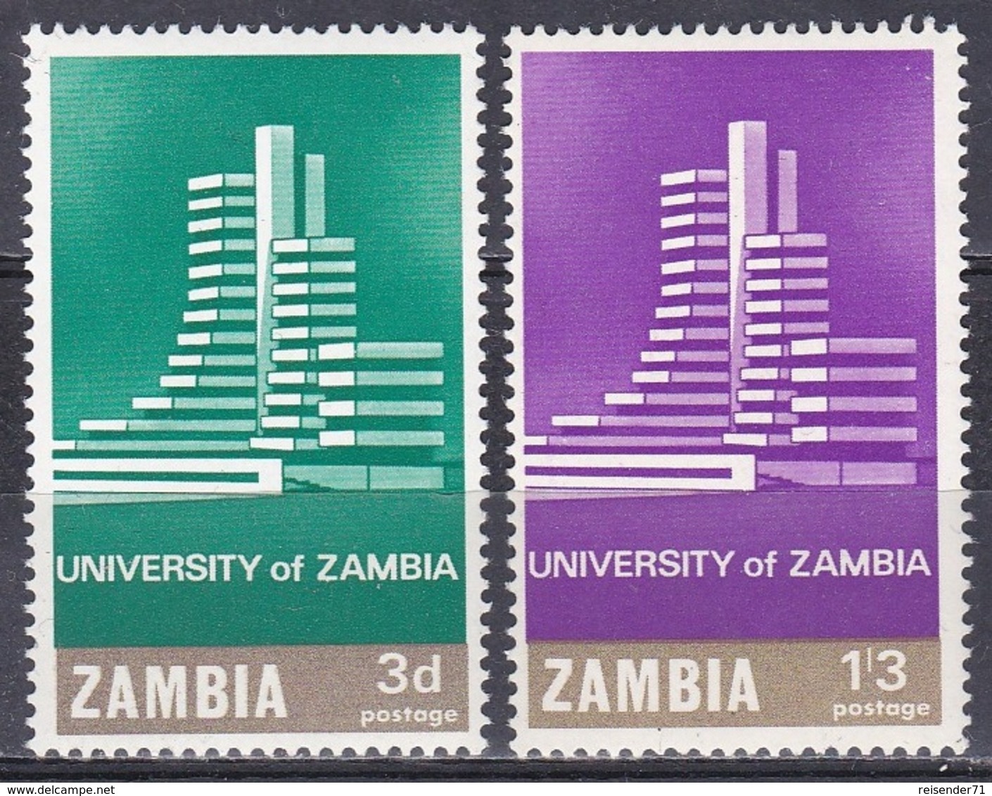 Sambia Zambia 1966 Architektur Architecture Bauwerke Builidngs Bildung Educations Universität Uni Lusaka, Mi. 28-9 ** - Zambia (1965-...)