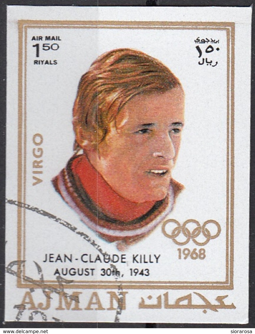 789 Ajman 1971  Jean-Claude Killy Sciatore  - Zodiaco Vergine Virgo -  Imperf. Zodiac - Astrologia