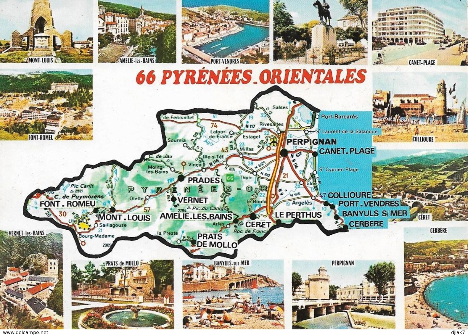 66 Carte Des Pyrénées Orientales Divers Aspects(2 Scans) - Autres & Non Classés