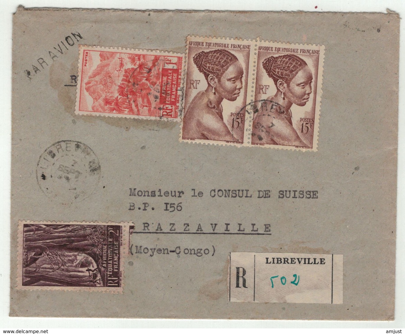 Afrique Equatoriale Française, A.E.F. // Lettre  Recommandée Par Avion Pour Brazzaville - Lettres & Documents