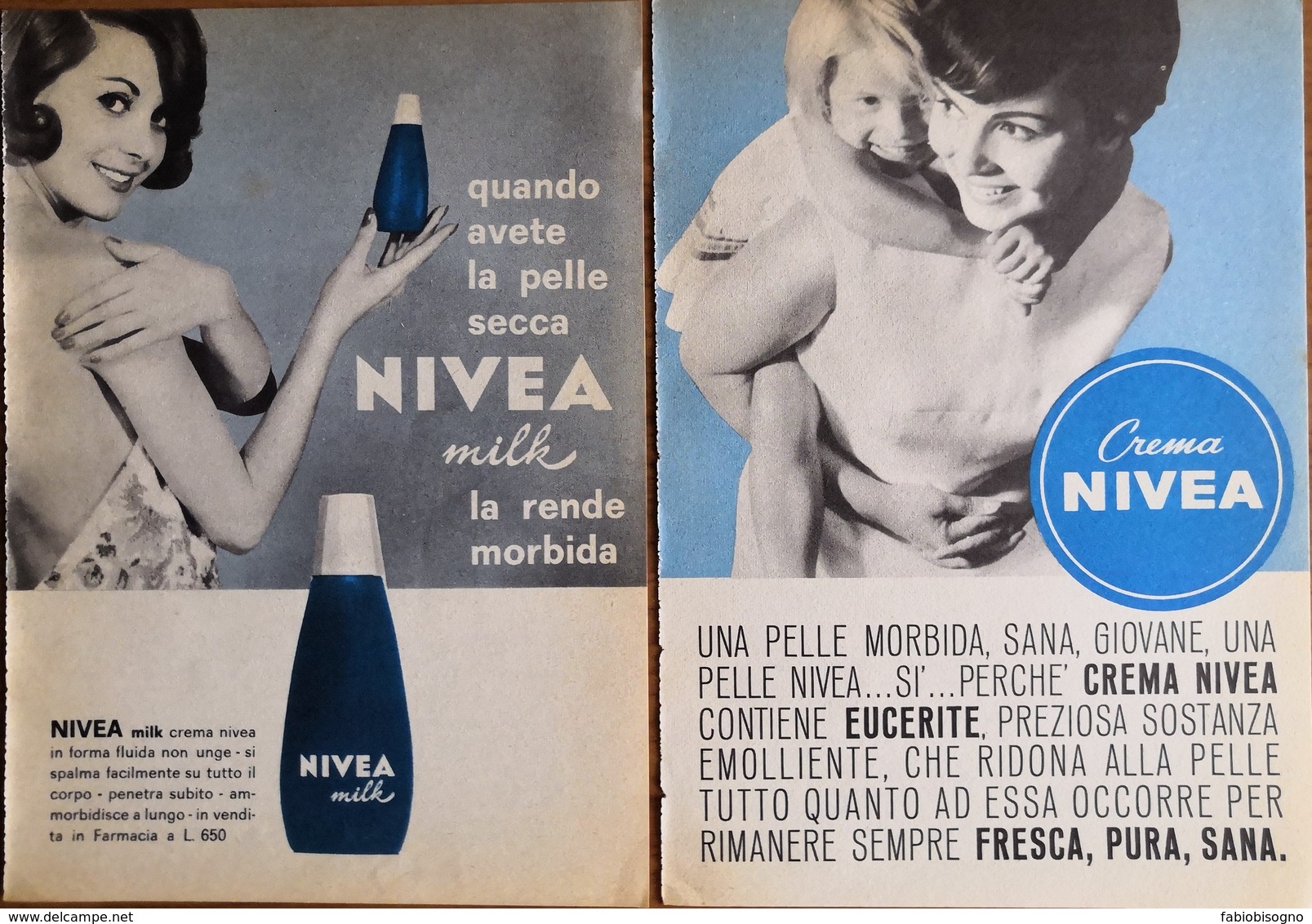 1964 - CREMA NIVEA - 2 Pag.  Pubblicità Cm. 13x18 - Productos De Belleza