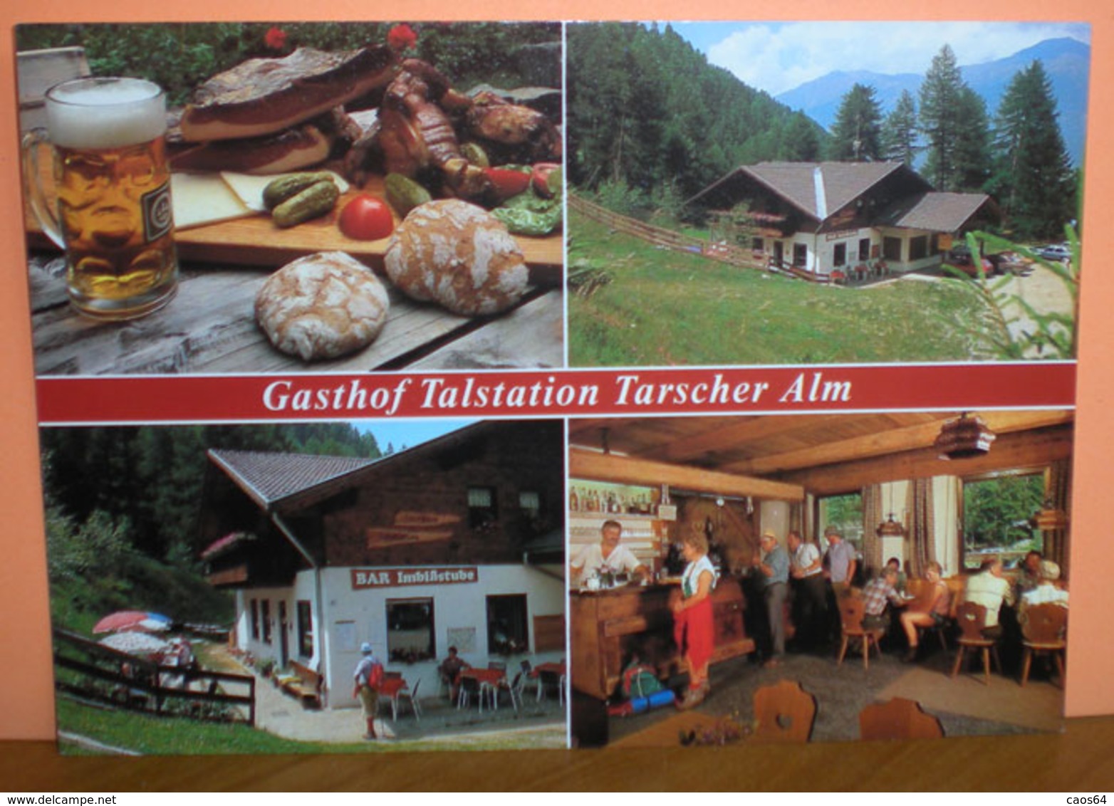 Gasthof Talstation Tarscher Alm Latsch Vedute Boccale Birra Cartolina Viaggiata 1992 - Hotels & Gaststätten