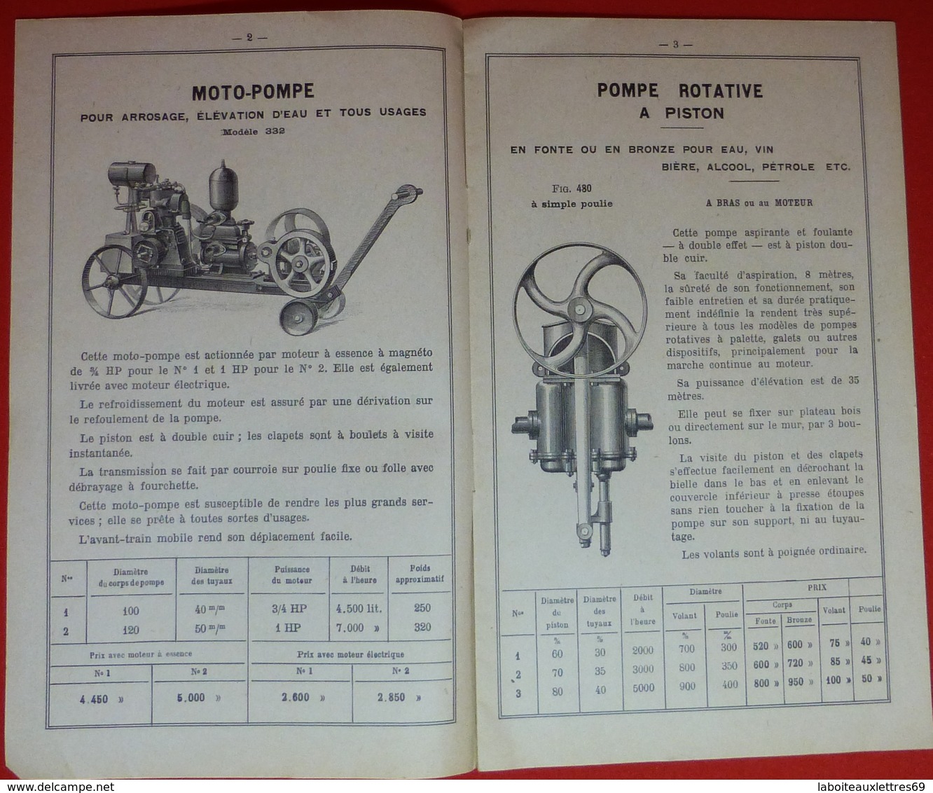 CATALOGUE POMPES INDUSTRIELLES,AGRICOLES MENAGERES-V&C DELOULE-LYON-TARIF - 1900 – 1949