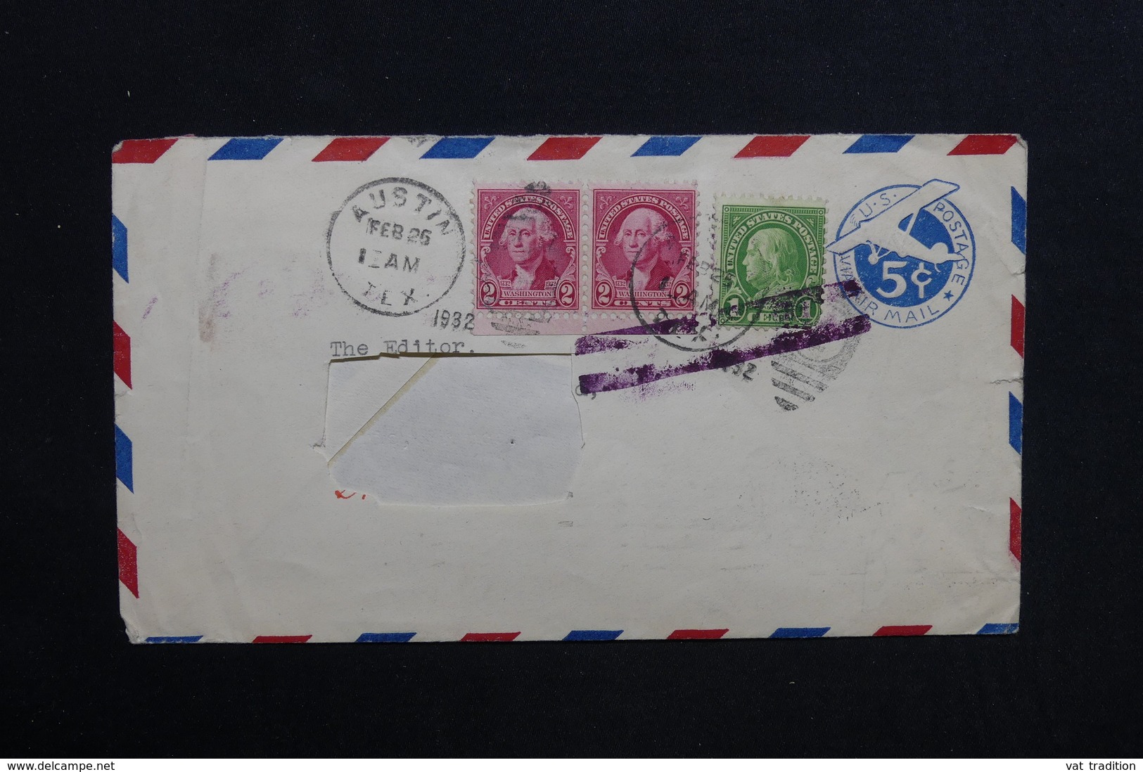ETATS UNIS - Entier Postal + Complément De Austin Pour Paris En 1932 ( Adresse Enlevée ) - L 28767 - 1921-40