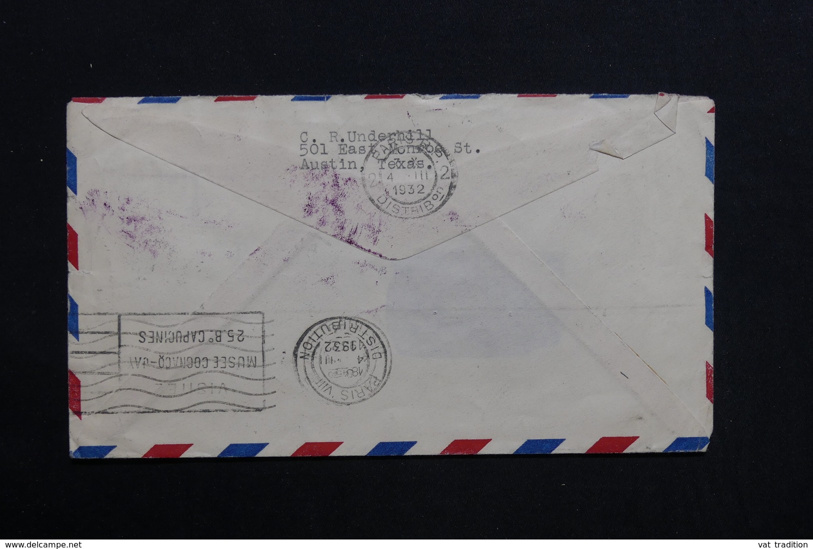 ETATS UNIS - Entier Postal + Complément De Austin Pour Paris En 1932 ( Adresse Enlevée ) - L 28767 - 1921-40