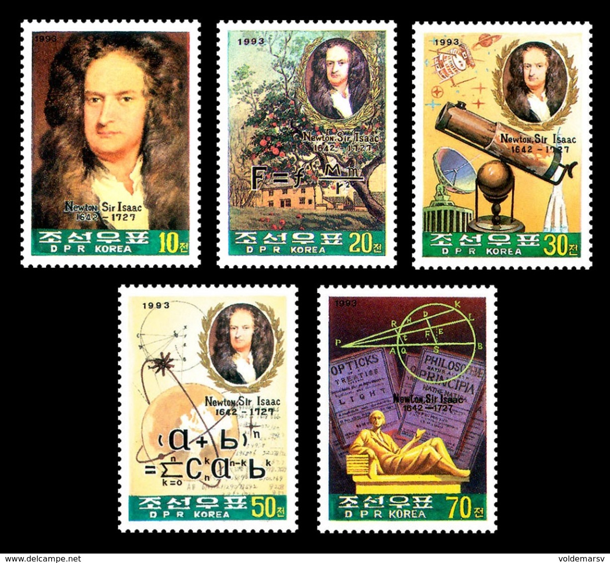 North Korea 1993 Mih. 3483/87 Physicist Isaac Newton MNH ** - Corea Del Norte