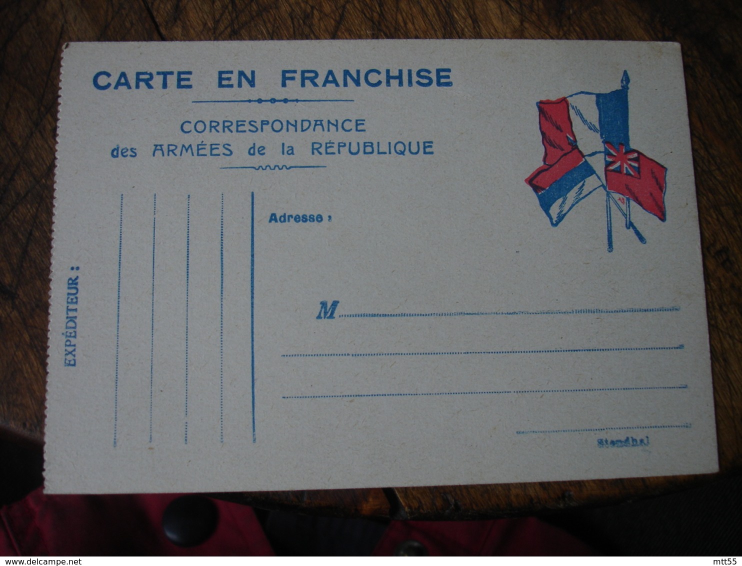 Stendhal 3 Drapeaux Allies Carte Franchise Postale Militaire Guerre 14.18 - Guerre De 1914-18