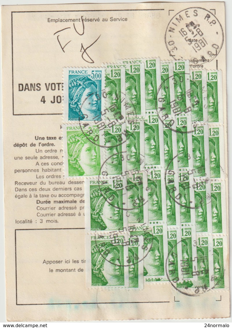 Ordre De Réexpédition Temporaire  Timbres De Roulettte Sabine O. Nîmes -> Capvern - 1961-....