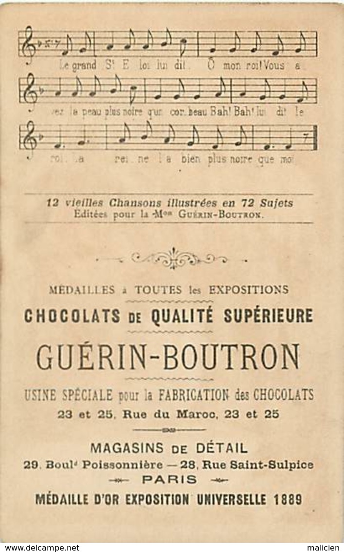 - Chromos -ref-ch490- Guerin Boutron - 12 Vieilles Chansons Illustrées - Le Roi Dagobert - 7e Couplet - - Guérin-Boutron