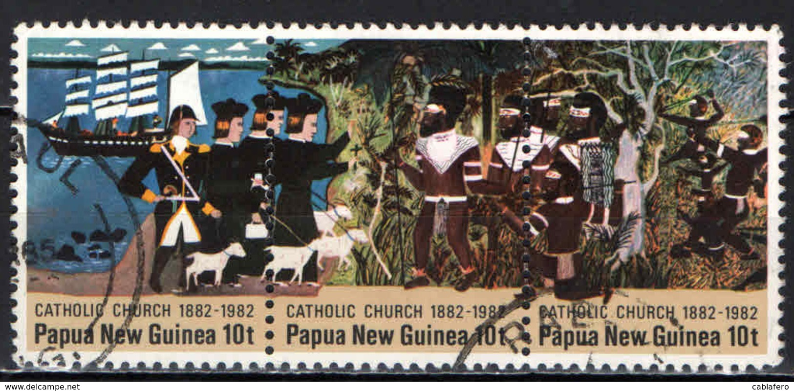 PAPUA NUOVA GUINEA - 1982 - CENTENARIO DELLA CHIESA CATTOLICA NELLA PAPUA NUOVA GUINEA - USATI - Papua Nuova Guinea