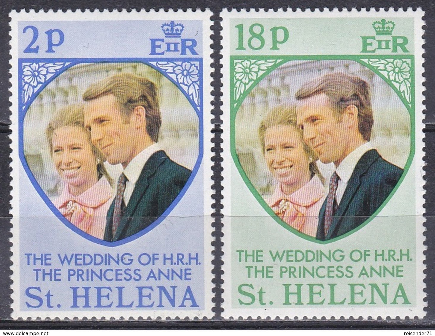 St. Helena 1973 Geschichte History Persönlichkeiten Königshäuser Royals Hochzeit Prinzessin Anne, Mi. 264-5 ** - St. Helena