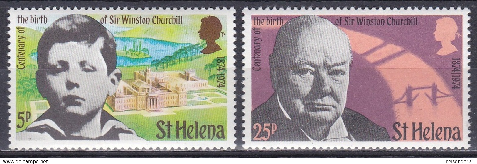 St. Helena 1974 Geschichte History Persönlichkeiten Politker Politicians Literatur Literature Churchill, Mi. 272-3 ** - St. Helena