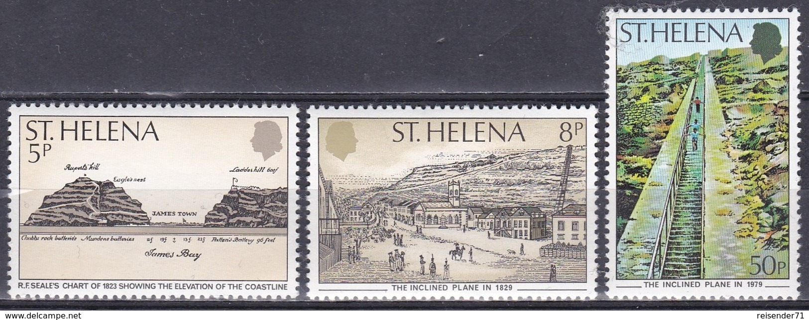 St. Helena 1979 Geschichte Persönlichkeiten R.F. Seal Architektur Bauwerke Schiefe Ebene Stiegen Stufen, Mi. 321-3 ** - St. Helena