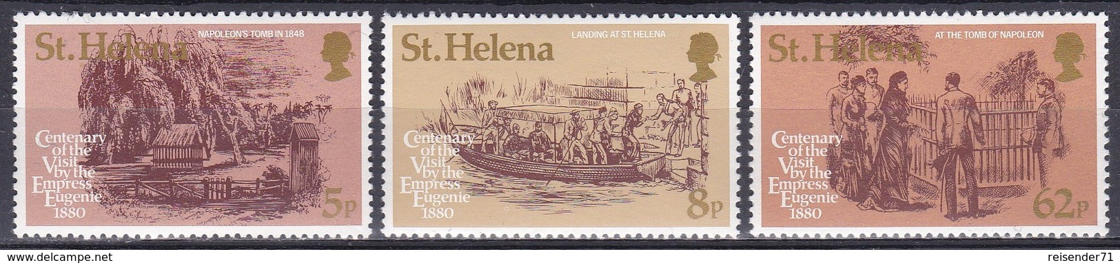 St. Helena 1980 Geschichte History Königshäuser Royals Kaiserin Eugenie Napoleon Schiffe Ships Grab, Mi. 324-6 ** - St. Helena