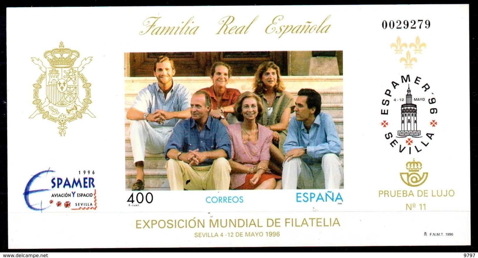 PRUEBA OFICIAL Nº 58 (EDIFIL) FAMILIA REAL ESPAMER 96 - (Prueba De Lujo Nº 11) - OFERTA POR LIQUIDACION - Hojas Conmemorativas