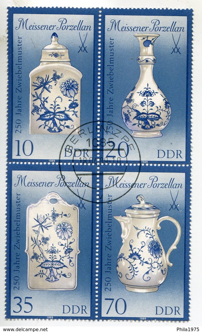 DDR Michel-Nr. 3241II-3244II Viererblock Vollstempel - Gebraucht