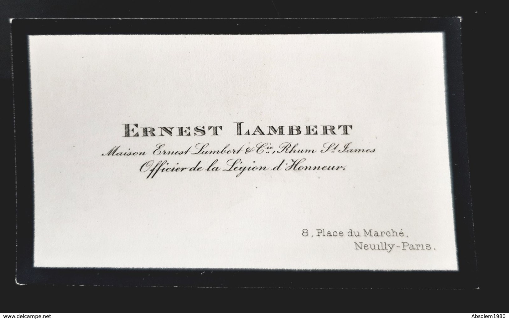 RHUM SAINT JAMES ANCIENNE CARTE VISITE ERNEST LAMBERT MAISON ERNEST LAMBERT CIE ST JAMES PLACE DU MARCHE NEUILLY ALCOOL - Visiting Cards