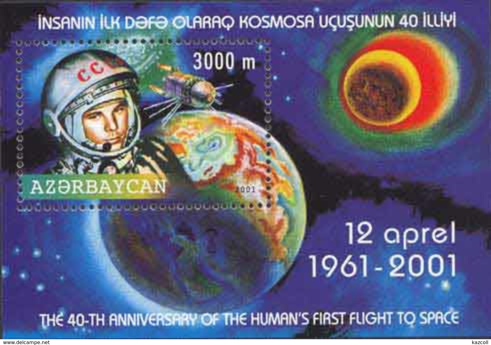 Azerbajan (Azerbaijan Azerbaïdjan) 2001. 40th Anniversary Of First Manned Space Flight. Gagarin. Mi# 497-498  MNH - Azerbaiján