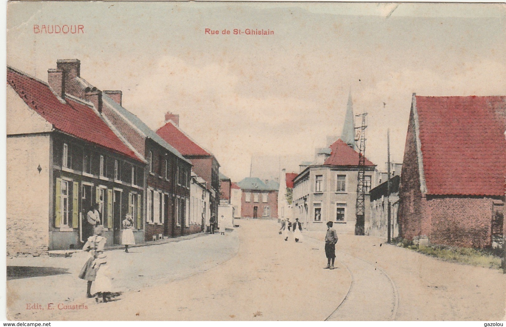 BAUDOUR Prés De Sirault Et Tertre.  Rue De St Ghislain. Marcivici Couleur. Postée 1937 - Autres & Non Classés