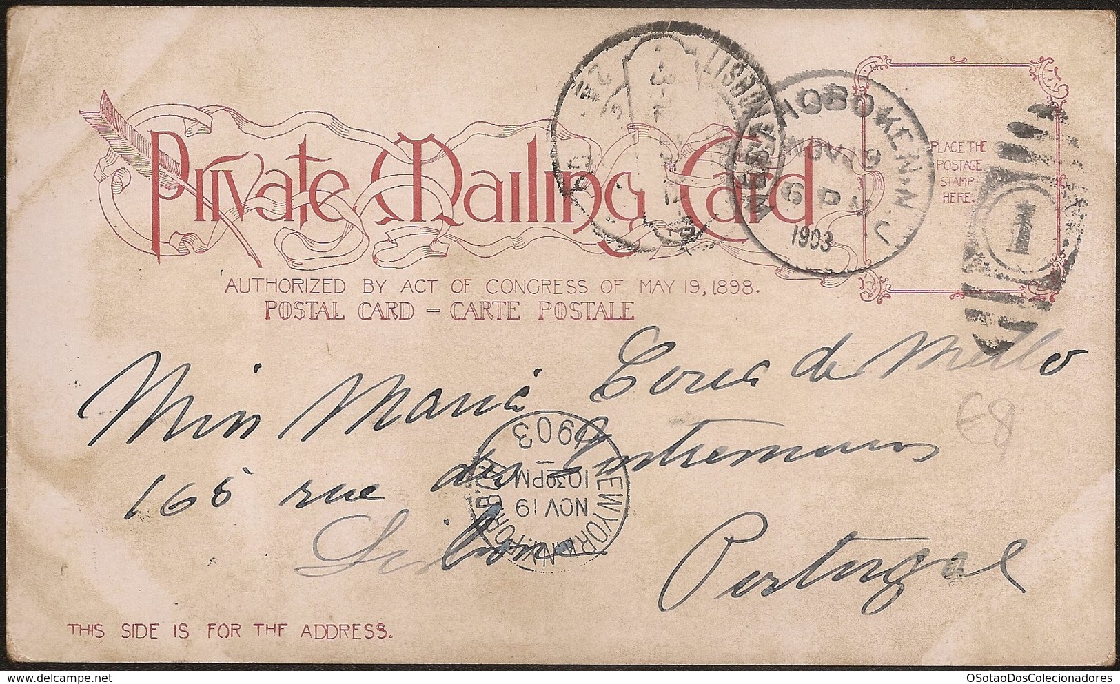 Postcard USA - New York - Bronx Park - Heinrich Heine Monument - Stamp 1c Presidents Benjamin Franklin 1902 Postmark - Bronx