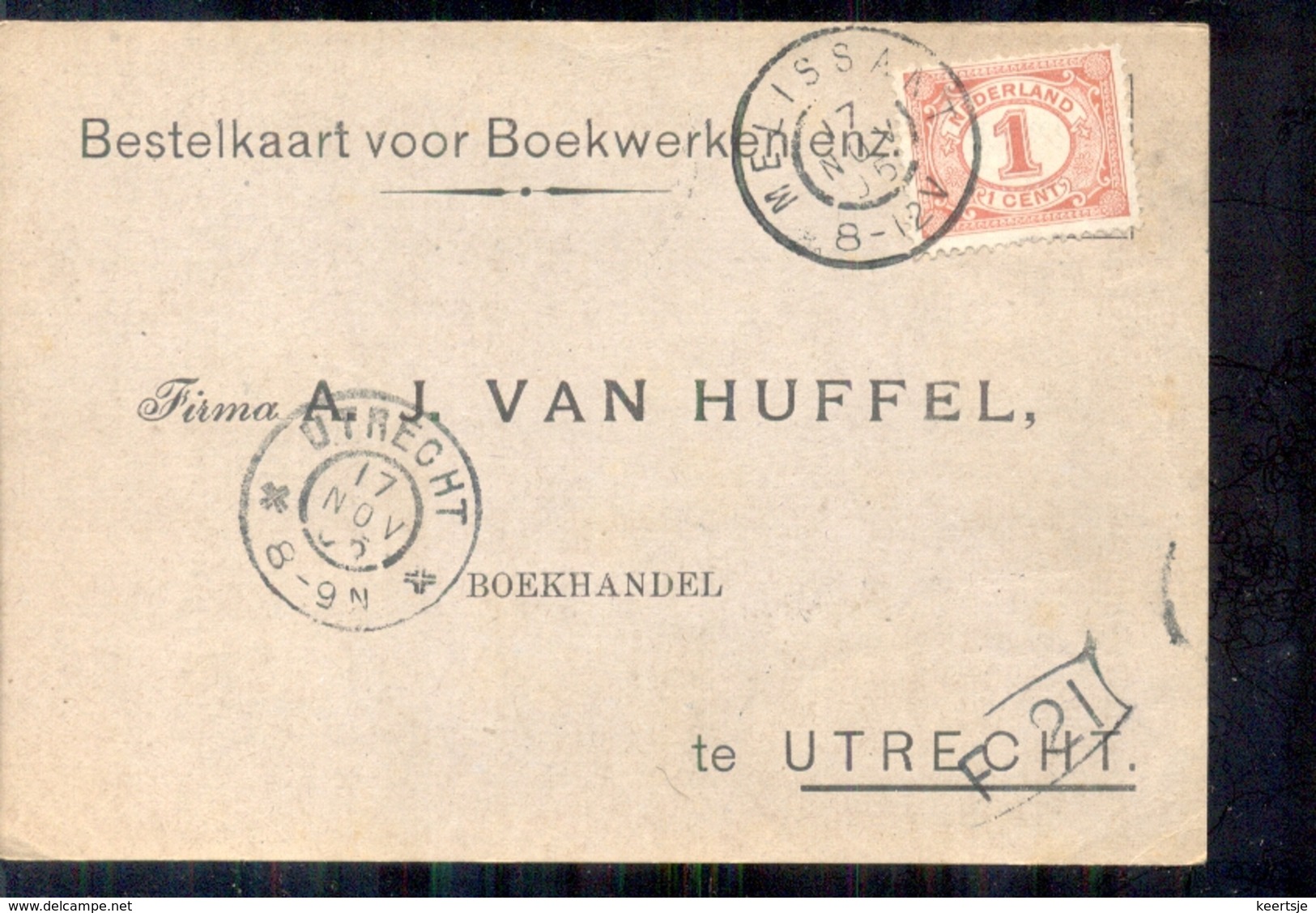 Utrecht - Boekhandel - A J Van Huffel - 1905 - Lettres & Documents