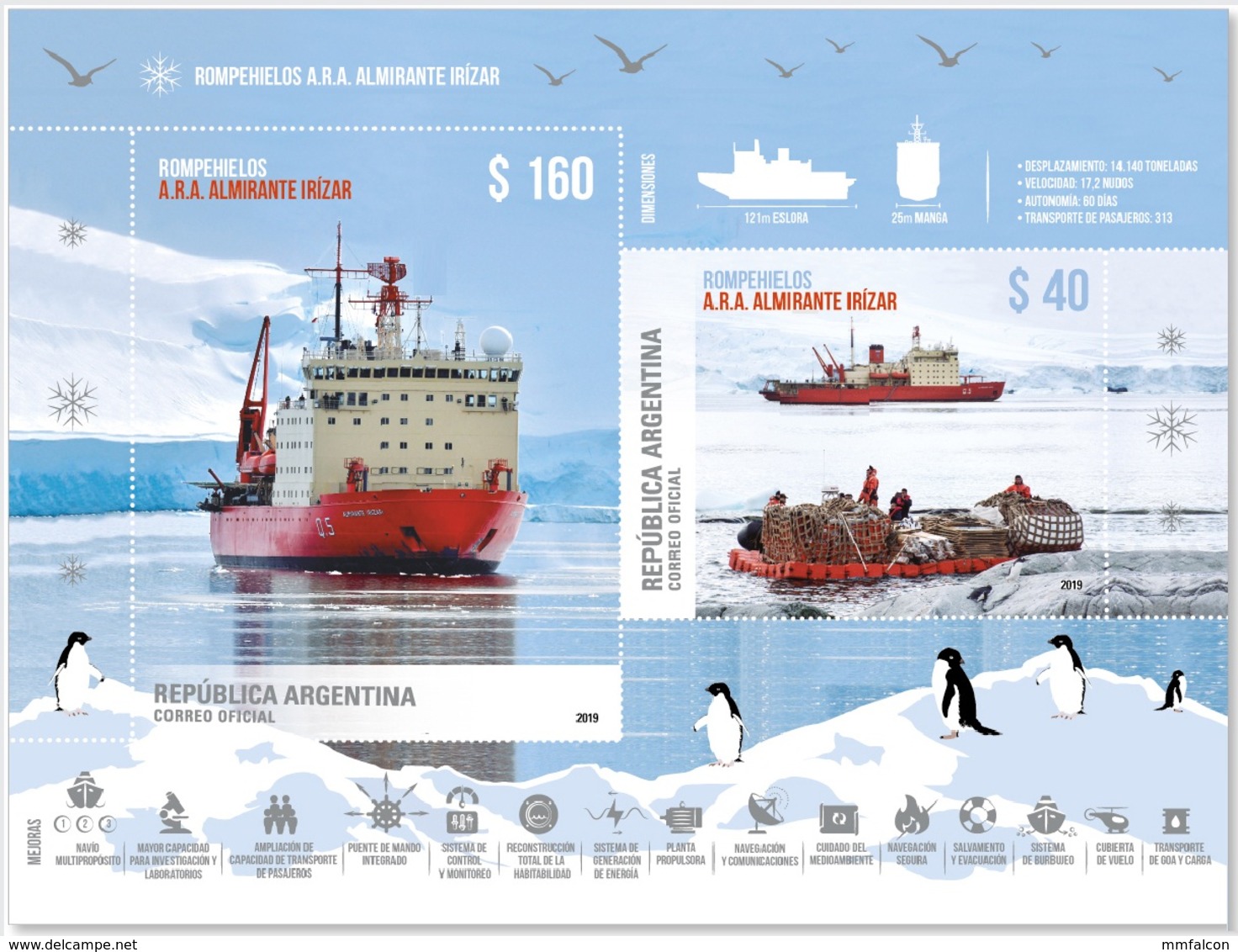 Argentine Antártida Argentina: Rompehielos Brise-glace Icebreaker ARA Alte IRIZAR Stamps Mini HB// Em. 29 De Abril 2019 - Autres & Non Classés