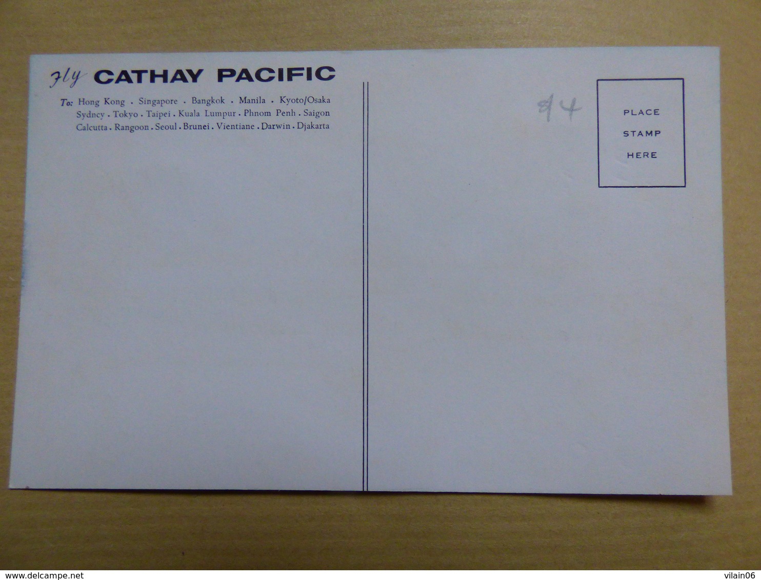 CATHAY PACIFIC  ELECTRA        AIRLINE ISSUE / CARTE COMPAGNIE - 1946-....: Modern Tijdperk