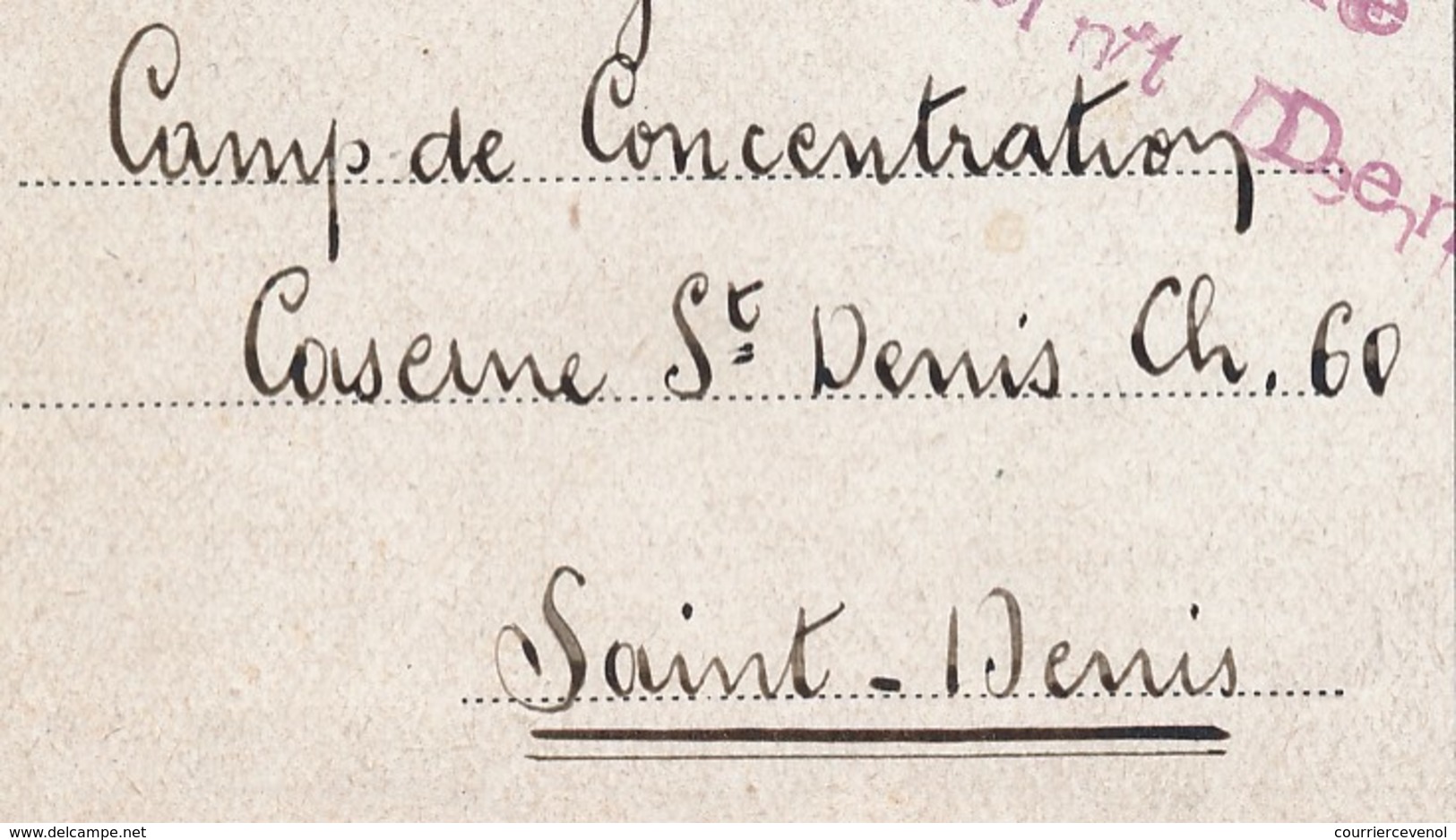 Carte Postale Du Camp De Concentration De Saint Denis (Seine) 11/13 Nov 1944 - Censure Camp De Saint Denis - Guerre De 1939-45