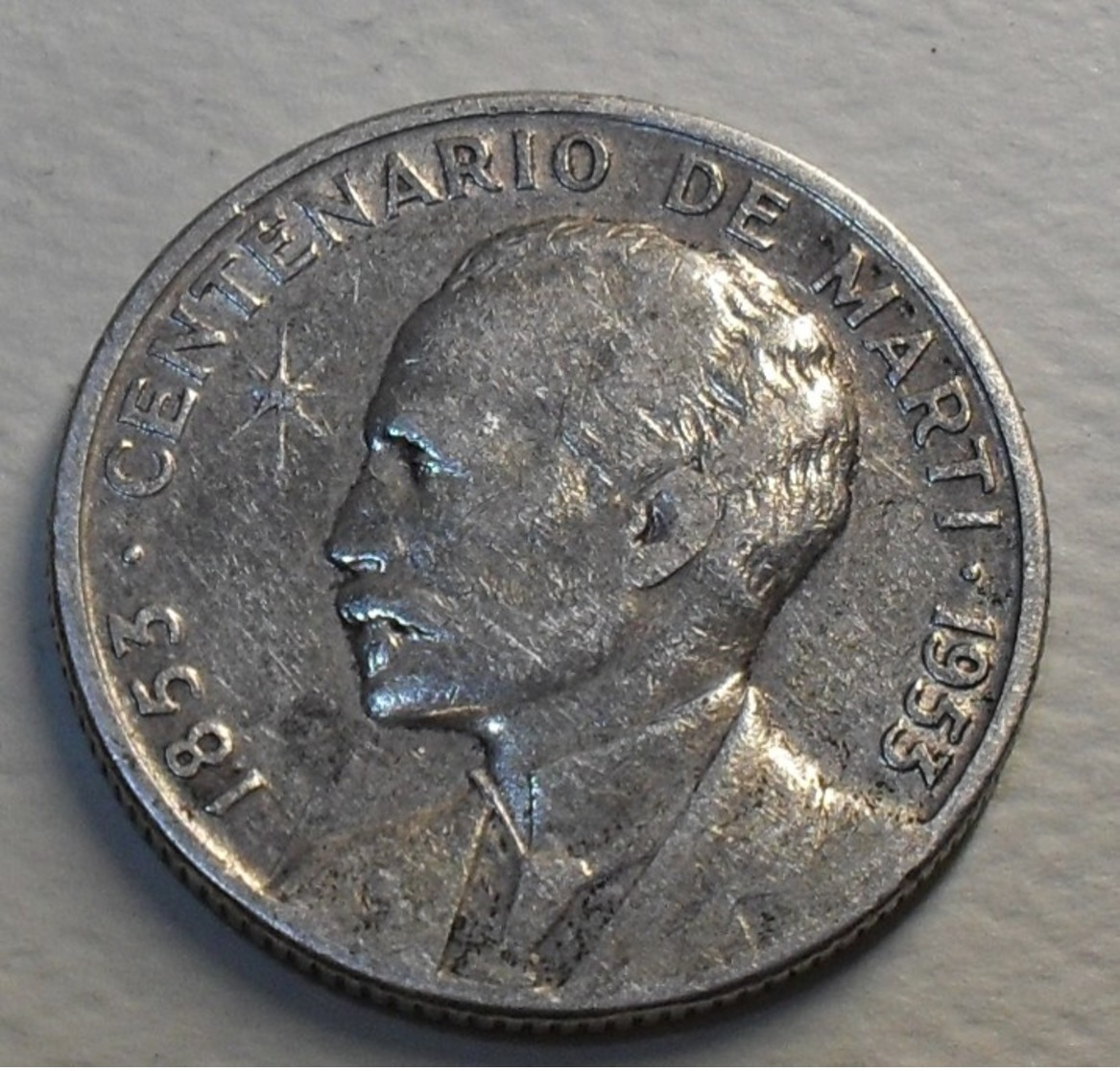 1953 - Cuba - 25 CENTAVOS, Centennial Birth Of Jose Marti, Argent, Silver, KM 27 - Cuba