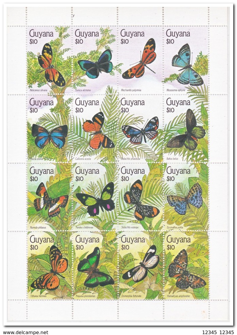 Guyana 1990, Postfris MNH, Butterflies ( Complete Set ) - Guyana (1966-...)