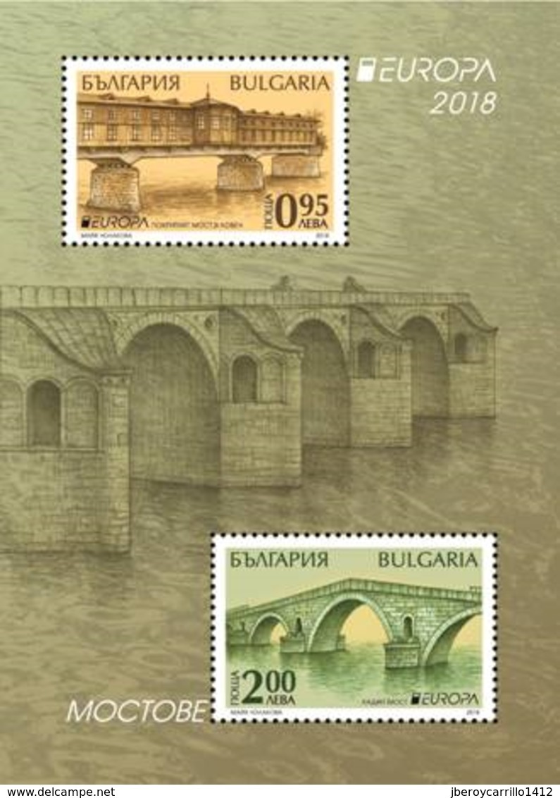 BULGARIA/ BULGARIE/ BULGARIEN -EUROPA 2018 -"PUENTES.- BRIDGES - BRÜCKEN - PONTS" -   HOJITA BLOQUE - 2018