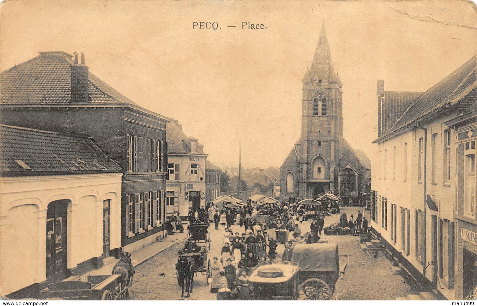 Pecq - Le Marché Sur La Place - Carte Animée - Pecq