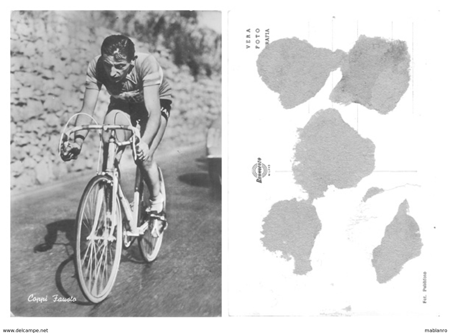 CARTE CYCLISME FAUSTO COPPI ( AL DORSO RESTO DE PEGAMENTO, VER PHOTO ANNONCE ) - Cyclisme