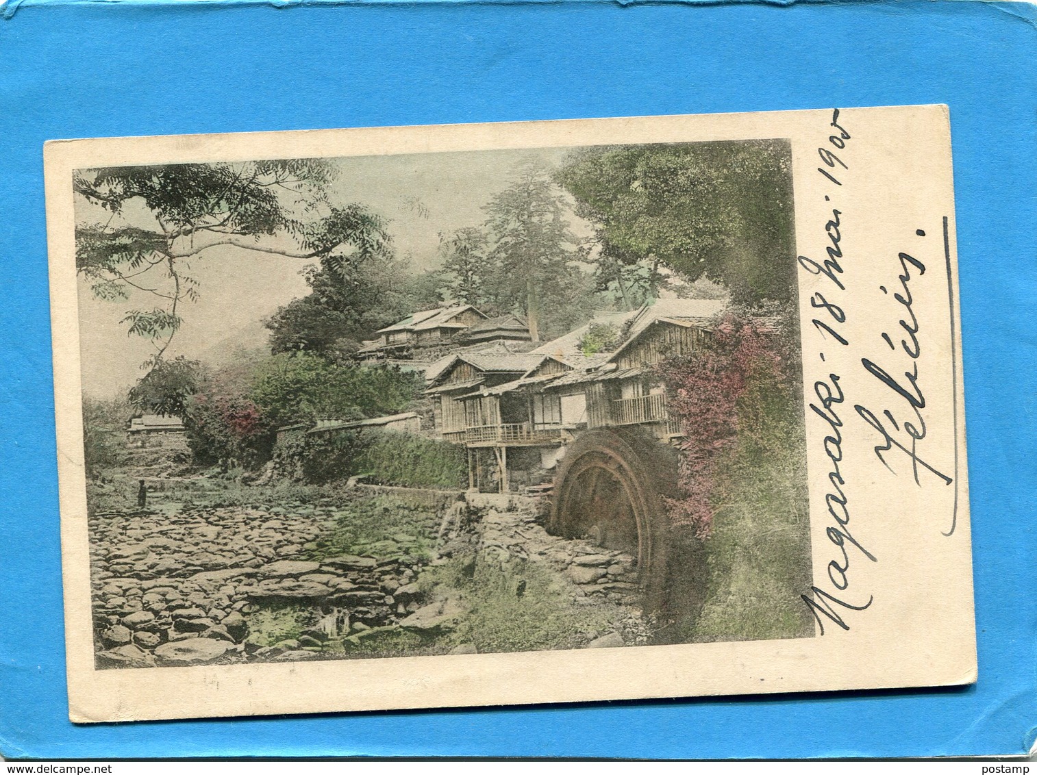 JAPON-Nagasaki-- Rivière Et Moulin  à Eau-a Voyagé En 1905 - Autres & Non Classés