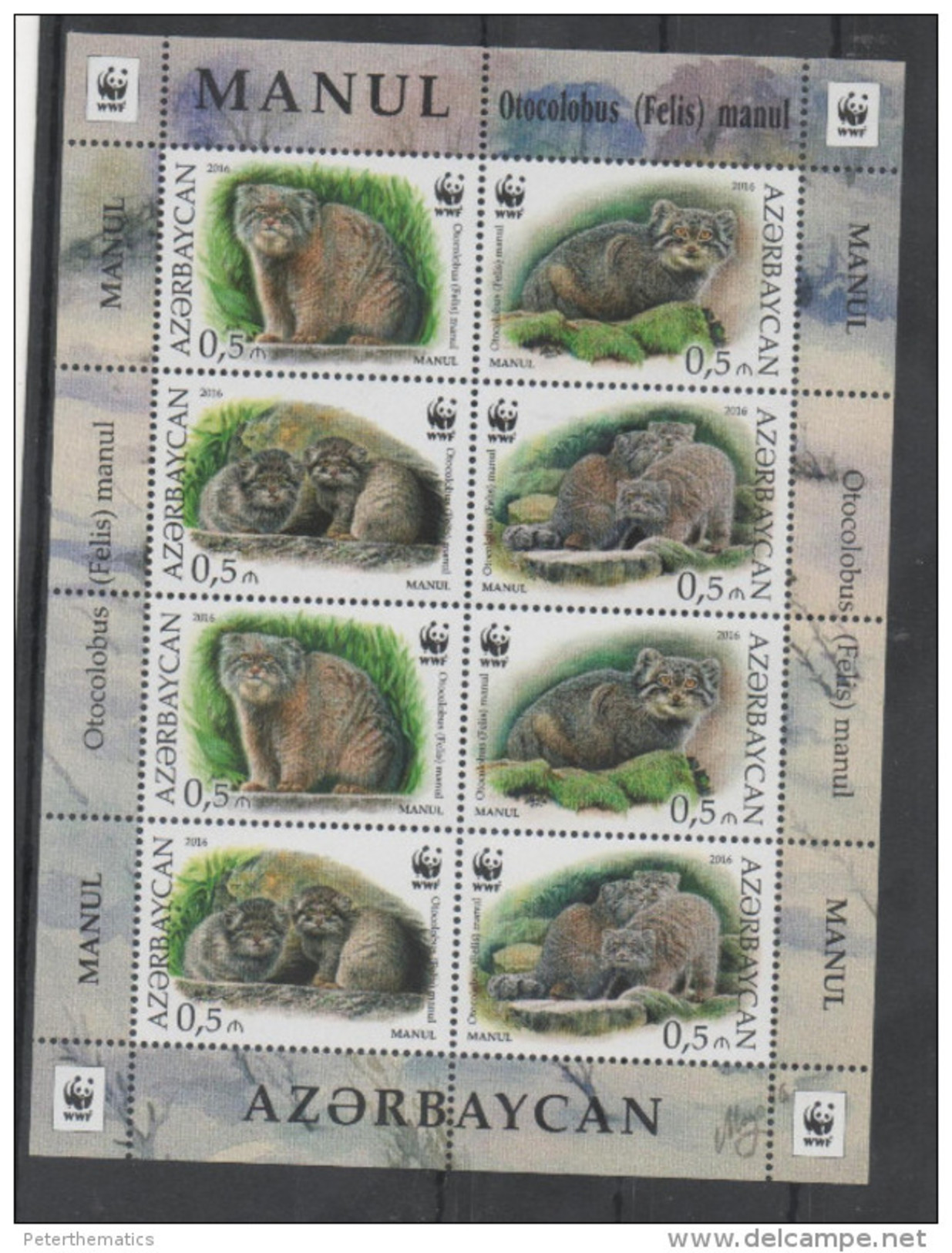 AZERBAIJAN, 2016, MNH, WWF, WILD CATS, MANUL SHEETLET OF 2  SETS - Other & Unclassified