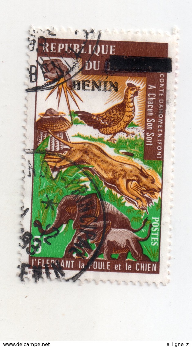 Env 1 : BENIN Surcharge Overprint Used Oblitéré : Conte L'éléphant La Poule Et Le Chien - Bénin – Dahomey (1960-...)