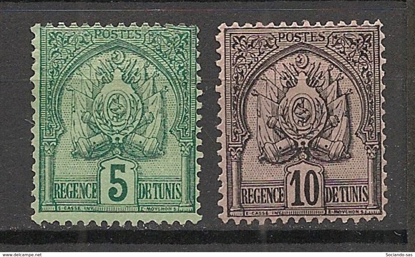 Tunisie - 1888-1898 - N°Yv. 11 - 12 - Armoiries 5c / 10c - Neuf Sans Gomme - (*) - MNG - Neufs