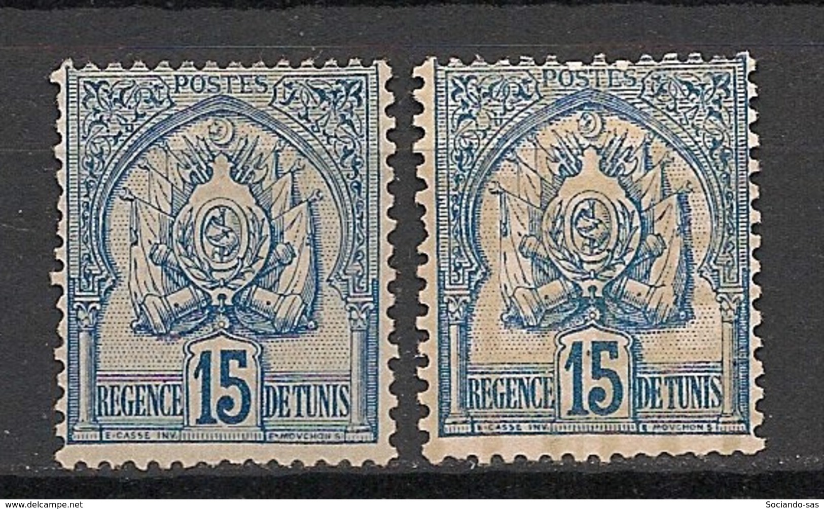 Tunisie - 1888-1898 - N°Yv. 13 - 14 - Armoiries 15c Bleu - Neuf Sans Gomme - (*) - MNG - Ongebruikt