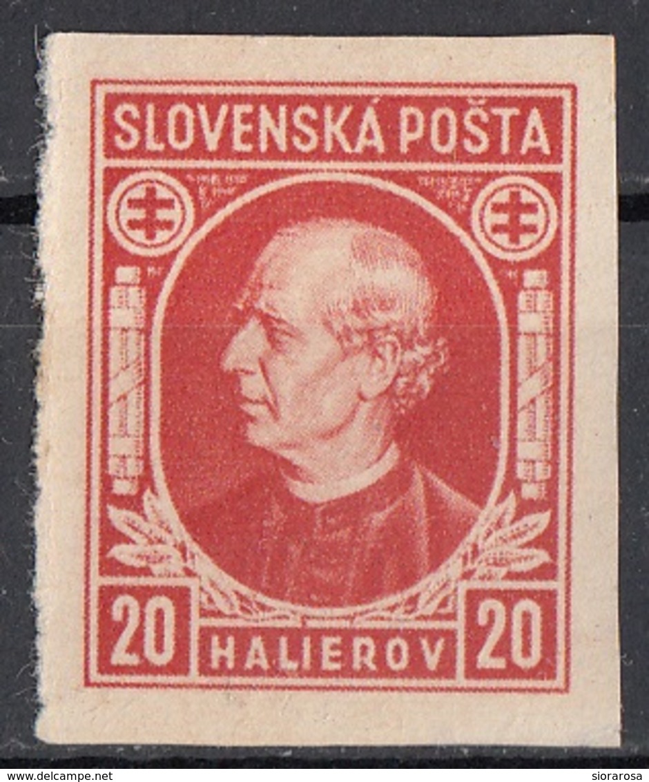 Slovacchia 1939 Sc. 28 Imperf. Presbitero Sacerdote Andrej Hlinka (1864-1938) Nuovo Slovenska Posta - Nuovi