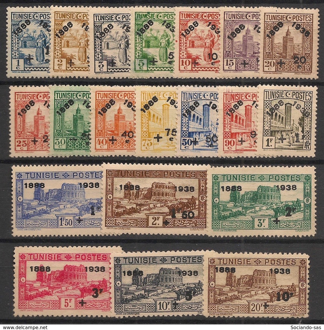 Tunisie - 1938 - N°Yv. 185 à 204 - Série Complète - Neuf  Luxe ** / MNH / Postfrisch - Neufs