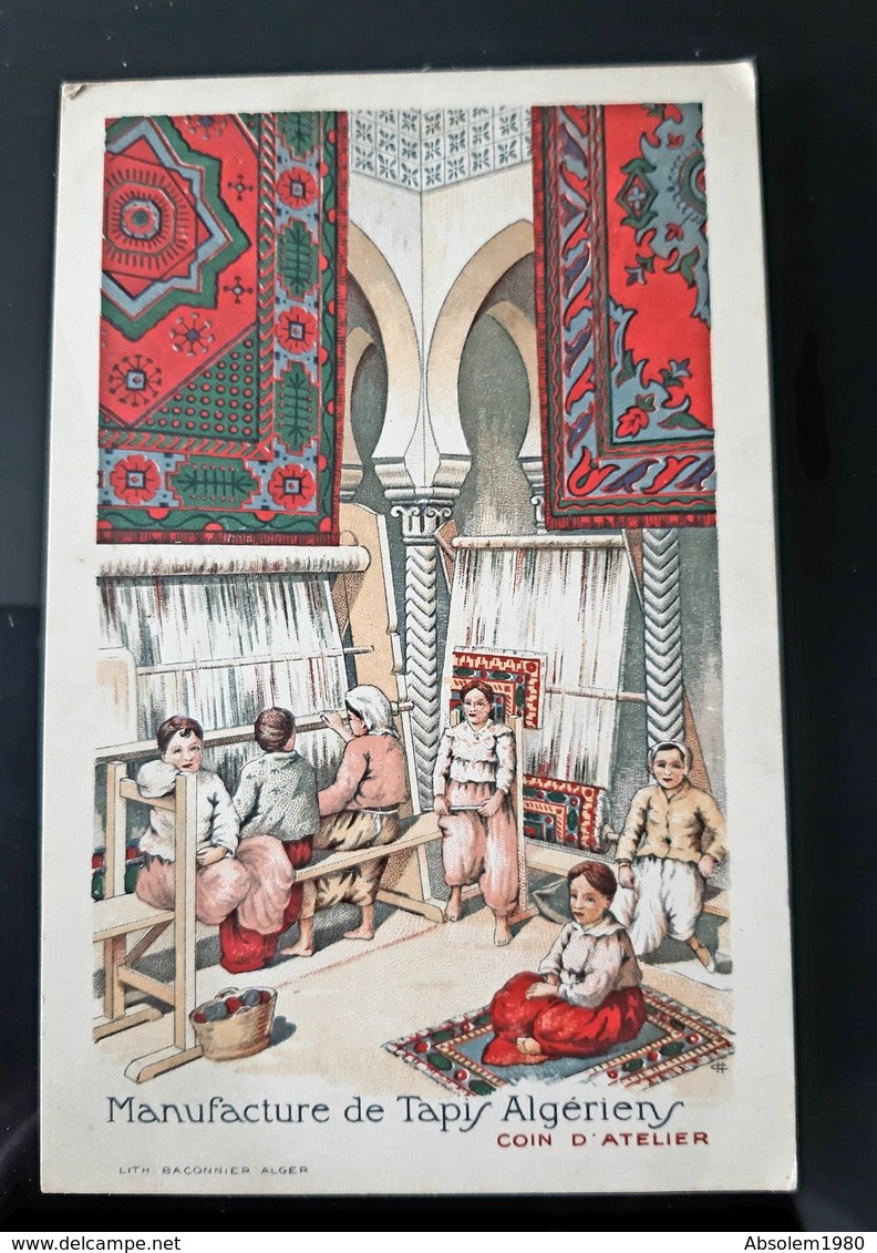 CARTE VISITE TAPIS ALGERIENS ALGER PUBLICITAIRE ILLUSTREE MANUFACTURE  BOULEVARD VALEE ALGERIE AFRIQUE DU NORD COMMERCE - Cartoncini Da Visita