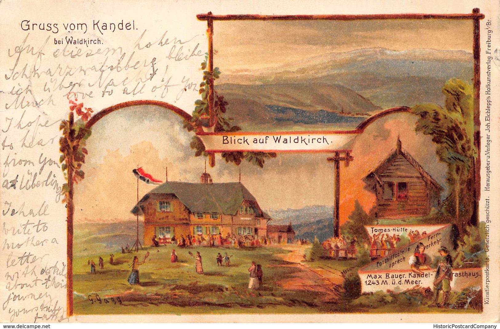 KANDEL Bei WALDKIRCH GERMANY-TOMAS HUTTE-MAX BAUER 1243 M U.d. MEER KUNTSLER 1901 POSTCARD 40493 - Kandel