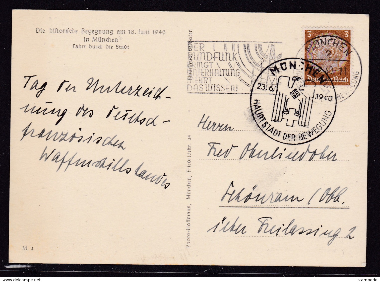 1940 PPC - MUSSOLINI VISITS HITLER IN MUNCHEN - PARADE  (STAMPEDE 18897) - Weltkrieg 1939-45