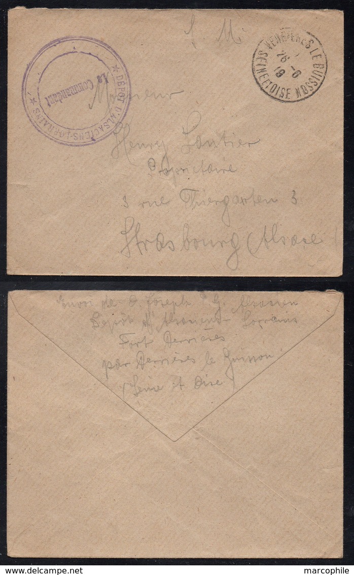 VERRIERES LE BUISSON - SEINE & OISE - ESSONNE / 1919 LETTRE FM "DEPOT D'ALSACIENS - LORRAINS  (ref 6670) - Briefe U. Dokumente