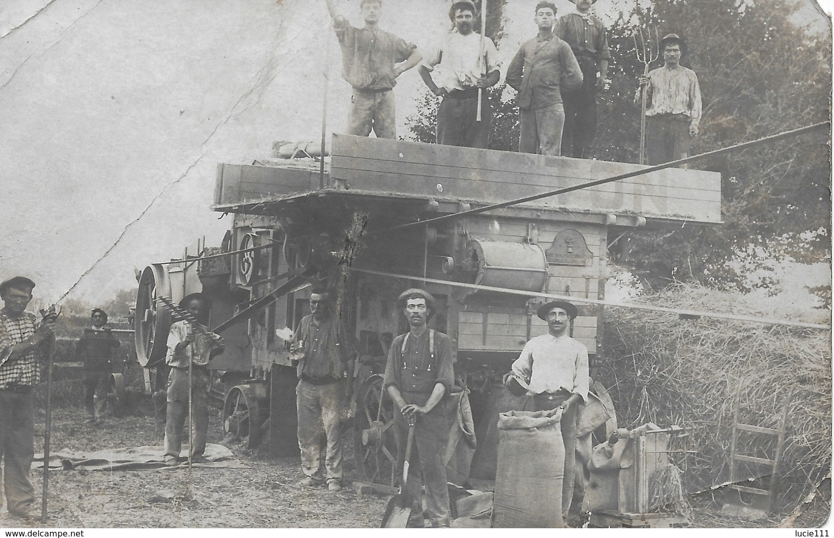 Carte Photo Machine Agricole Ruston Batteuse Etat Moyen - Tracteurs