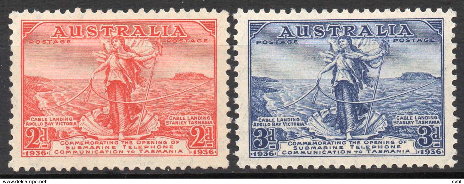 AUSTRALIA 1936 - The Complete Set Of 2 Values Of Communication To Tasmania, Mint LH - Ungebraucht