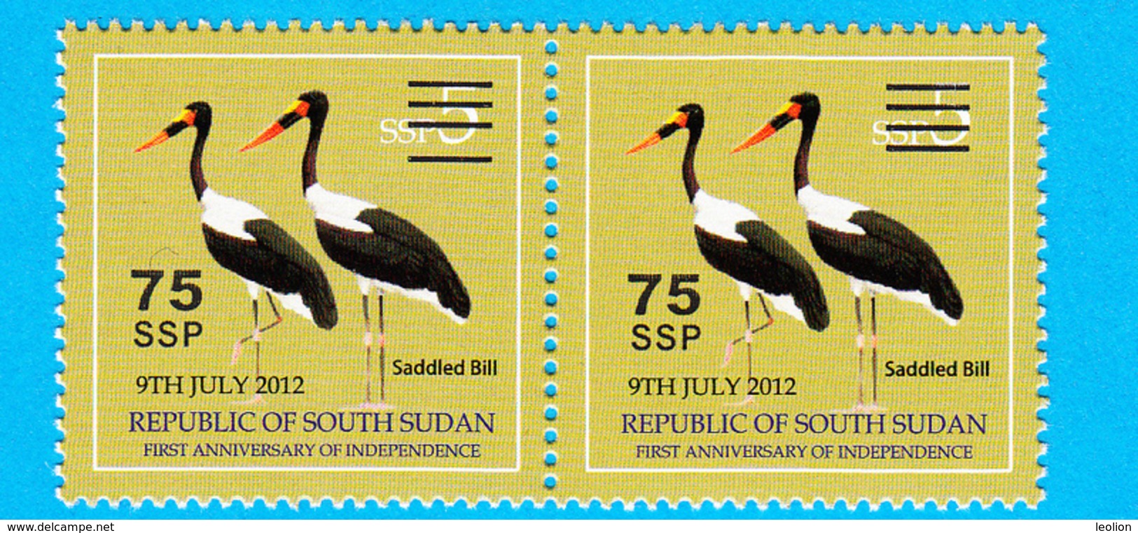 SOUTH SUDAN Surcharge Overprint ERROR Extra Space Between Cancellation Bars OP On 5 SSP Stamp Südsudan Soudan Du Sud - South Sudan