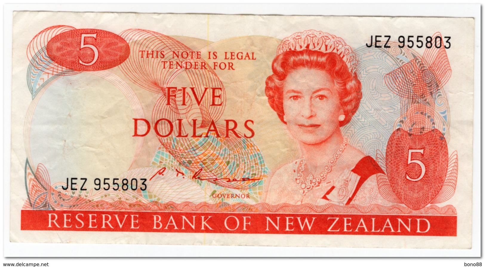 NEW ZEALAND,5 DOLLARS,1989-92,P.171c,aVF - Nieuw-Zeeland