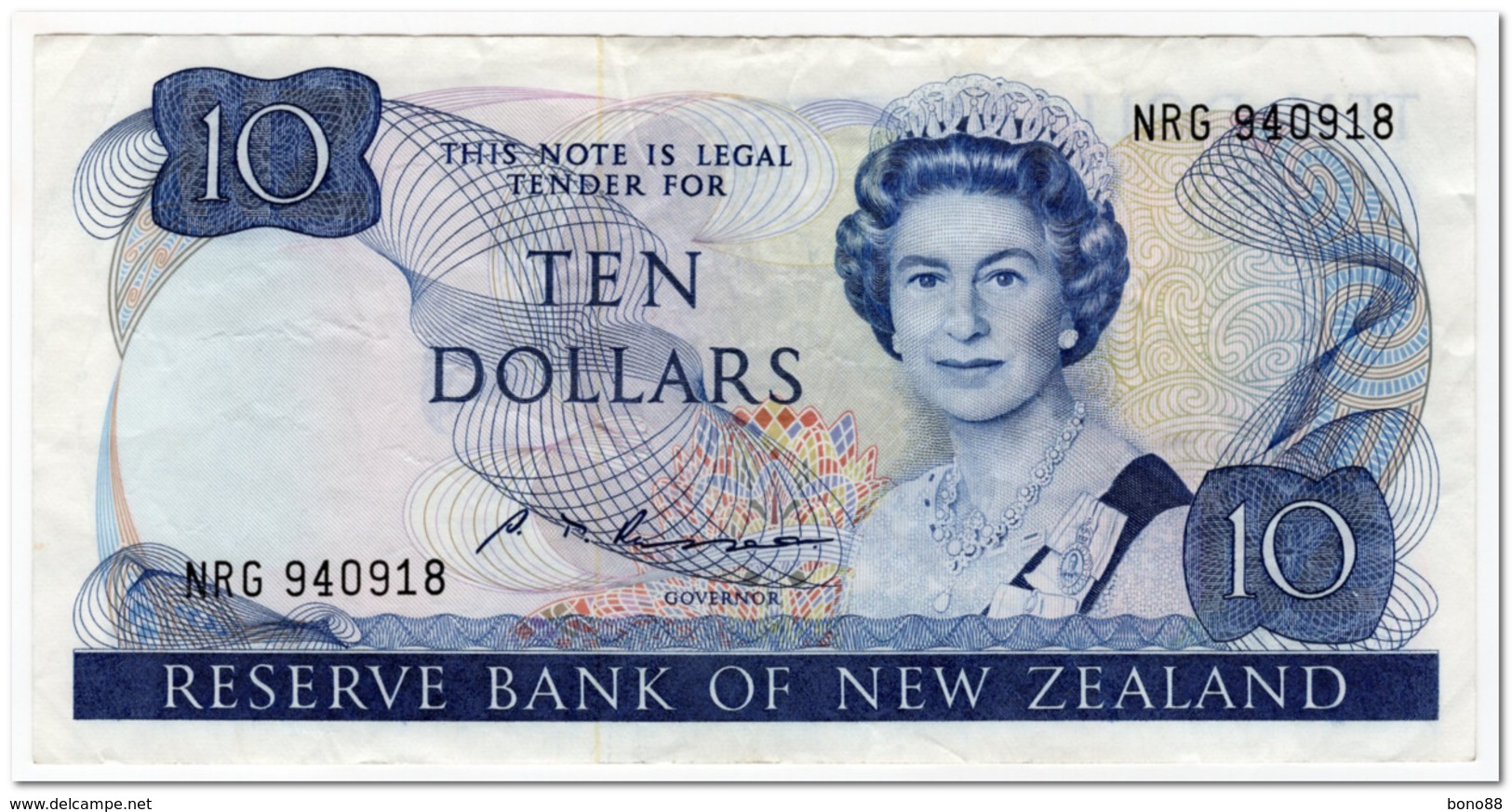 NEW ZEALAND,10 DOLLARS,1989-92,P.172c,aVF - New Zealand