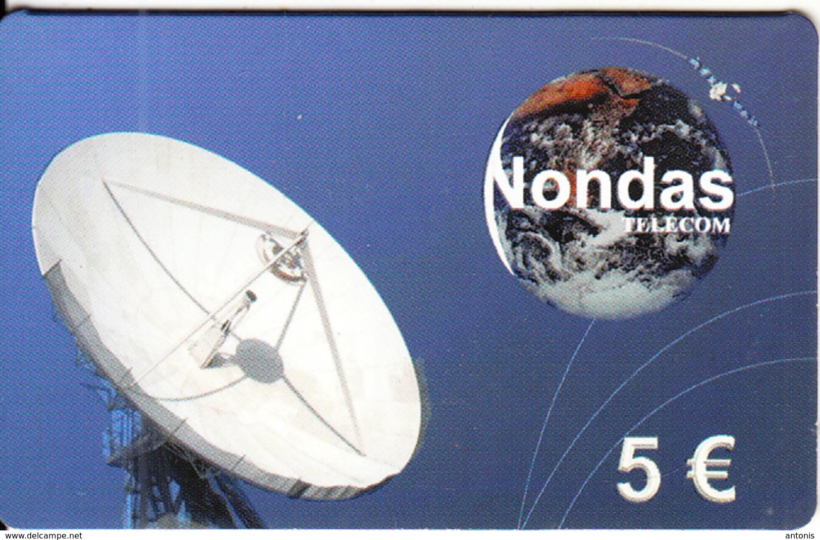 GREECE - Satellite Dish & Globe, Nondas Telecom Global Prepaid Card 5 Euro, Exp.date 01/01/01, Used - Raumfahrt